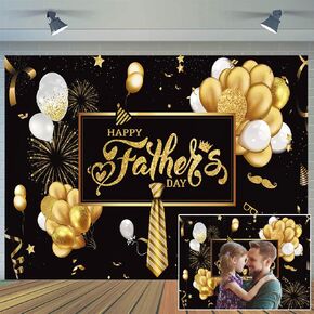 CYLYH 7X5FT Father's Day Backdrop Father's Day Party Decor Backdrops Happy Father’s Day Backdrop Gold Tie Black Theme Photo Backdrop Love Dad Background