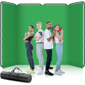 7.87ft x 13.12ft Large Green Screen Backdrop with Stand - Heavy Duty Collapsible Frame for Studio Photography, Video Shooting, Live Streaming & Gaming