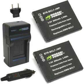 Wasabi Power Battery (2-Pack) and Charger for Panasonic DMW-BCL7 and Panasonic Lumix DMC-F5, DMC-FH10, DMC-FS50, DMC-SZ3, DMC-SZ9, DMC-XS1, DMC-XS3