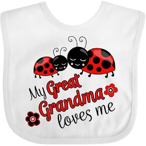 inktastic My Great Grandma Loves Me with Cute Ladybugs Baby Bib