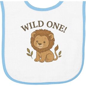 inktastic Wild 1 Lion Cute Kids Animal Baby Terry Cloth Bib in Kuwait