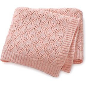 Cotton Cellular Baby Blanket Knitted Swaddle Crib Nursery Receiving Blankets for Newborn Boy Girl 40 x 30 Inch Pink in Kuwait