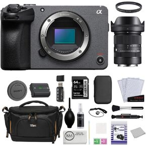 Sony FX30 Digital Cinema Camera Bundled with Sigma 18-50mm f/2.8 DC DN Lens + 64GB Memory Card + UV Filter + Cleaning Kit + Bag + Cleaning Cloth (10 Items)