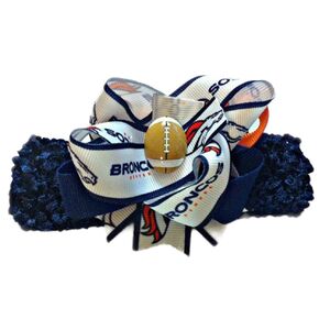 Broncos Baby Girl Boutique Bow Crocheted Headband