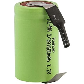 Kastar 6-Pack 2/3A 1.2V 1600mAh NiMH Battery W/Tabs for Toothbrushes, Cameras, Camcorders, Phones, Pagers, Medical Instruments/Equipment, High Power Static Applications (Telecoms, UPS and Smart Grid)