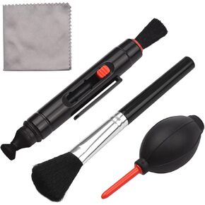 Lens Cleaning Kit, 4PCS Camera Lens Dust Blower, Brush, Pen Cloth, Convenient Carrying Bag, Cleaner for Camera Telescope Smartphone