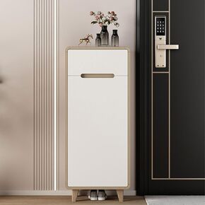 JHDXL Shoe Storage Rack Narrow Shoe Rack, Portable Shoe Cabinet with Doors, Wood Shoe Storage, Shoe Organizer, Ideal for Bedroom, Living Room, Entryway(White,40cm/15.7in)