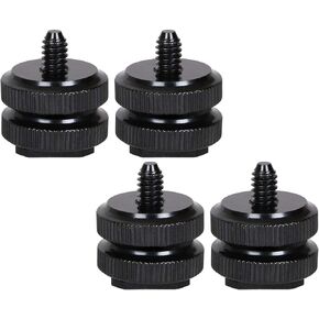 Camera Hot Shoe Mount to 1/4inch-20 Tripod Screw Adapter,Flash Shoe Mount for DSLR Camera Rig (Pack of 4)