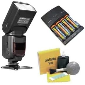 Nikon D40 Bounce, Zoom & Swivel Head Flash + High Powered AC Rapid Charger with 4AA 2900 Mah Batteries + Nwv Direct 5 Piece Cleaning Kit
