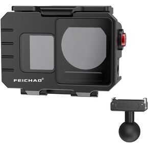 FEICHAO 80m Diving Camera Case 1/4 Positioning Hole Underwater Frame Compatible with Action 5 Pro/4/3 Sports Camera (Case Only)