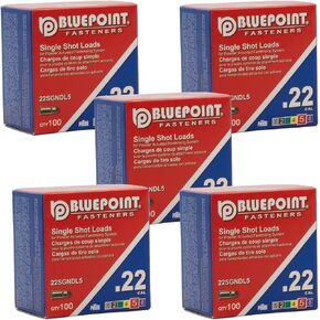 BLUEPOINT .22 Cal RED Neck Down Single Shot Powder Load for Powder Actuated Fastening System, (500 - Count). Item# 22SGNDL5 5-PACK SAVE $10