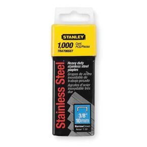 STANLEY TOOLS TRA706SST - Heavy Duty Stainless Steel Narrow Crown Staples 3/8 - 1,000 Pack"