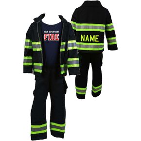 Firefighter Original Personalized Black 3-Piece Toddler Outfit