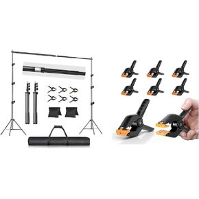 EMART 10x10FT Backdrop Stand, Photo Video Studio Adjustable&Lockable Heavy Duty Background Support System Kit with 12 Backdrop Clamps, 2 Sandbag and Carry Bag for Photography, Parties, Wedding, Video