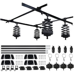 DATOUBOSS 97" x 97" Pantograph Studio Ceiling Rail System Complete Kit with 43-200CM Photography Ceiling Lamp Hanger Studio Lighting Support Rail System (A：4 Tracks + 4 Pantograph)
