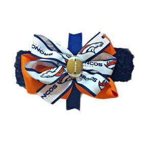 Broncos Baby Girl Boutique Bow Crocheted Headband