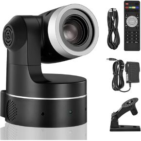 2MP Webcam,10x Optical Zoom USB PTZ Camera,FHD Web Camera Compatible with Most Software,Live Streaming Camera for Conference,Events,Church and School etc(Black)