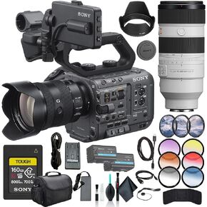 Sony FX6 Digital Cinema Camera Kit with 24-105mm Lens ILME-FX6VK, FE 70-200mm Lens, 160GB Memory Card, BP-U35 Battery, Filter Kit, Color Filter Kit, Lens Hood, Bag, and More