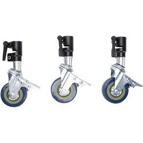 Jectse 3pcs Photography Light Wheels, Metal Brake Lock, Quiet 360° Casters for 25mm Light Stand, Full Rotation
