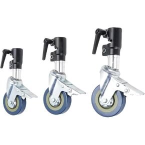 EBTOOLS 3pcs Light Stand Wheels, 360° Rotating Swivel Caster Wheel with Brake Lock, for 25mm / 0.98in Light Stand, Easy Install, Quiet Rolling
