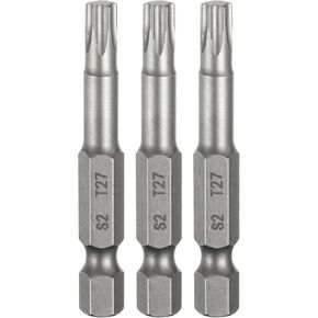 Harfington 3pcs T27 Torx Head screwdriver bit 1/4 "Hex Shank 2" (50mm) Magnetic No Hole Tip Proof 6 Point Star Scre