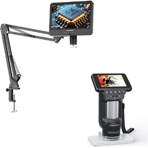 LM208S-A 4K Soldering Microscope Camera 1500x مع حامل الذراع المرن ، 3840 بكسل سجل صوت الفيديو + LM013 مجهر للأطفال المحمولة مع شاشة 2.8 "شاشة LCD