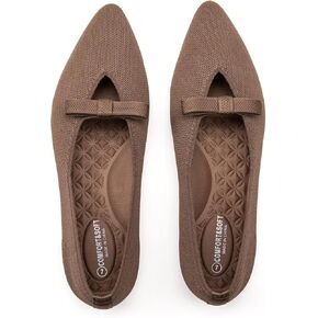 Frank Mully Women's Knitted Flats with Bow Pointed Toe Ballet Shoes Soft Fabric Ballerina Dressy Flats for Women
