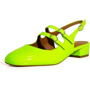 anteikira Women's Round Toe Slingback Flats Closed Toe Double Strap Mary Jane Flats for Women 1 Inch Heel Dress Shoes Low Heel Causal Work Office Pumps for Women Size 5.5-12US