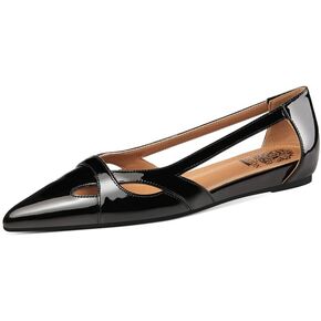TinaCus Patent Leather Women's Pointed Toe Handmade Pierced Design Stylish Flat Shoes