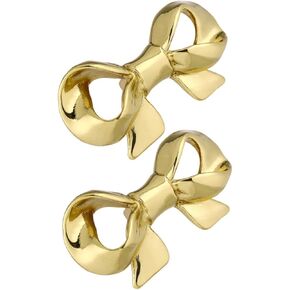 Gadpiparty 2pcs Gold Bow Handle Cabinet Knobs Brass Pulls for Kitchen Dresser Drawer