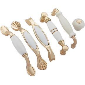 Ceramic Cabinet Door Handles Zinc Alloy Drawer Knobs Kitchen Cupboards Wardrobe Door Pulls Furniture Handle 2Pcs(1-knob)