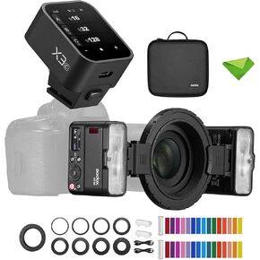 Godox MF12 MF12-K2 Macro Flash with X3-C Flash Trigger for Canon, Off-Camera TTL Flash Speedlite 12W, 2.4G Wireless Control,TTL/M Mode,Built-in 3.7V/6.29W Lithium Battery, Flash for Canon Cameras