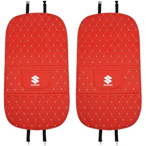 Custom 2PCS Car Kick Mats Back Seat Protector for Suzuki Across 2020-2024, Automotive Leather Back Seat Protector with Storage Bag, Interior Car Accessories,B-Red