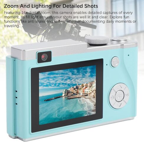 4K Digital Camera, 16X Zoom Video Camera Camcorder 64MP 2.4 Inch Screen Digital Camera Recorder Vlogging Camera Built in Mic, Handycam Camcorder for Teens Beginners Travel in Saudi Arabia