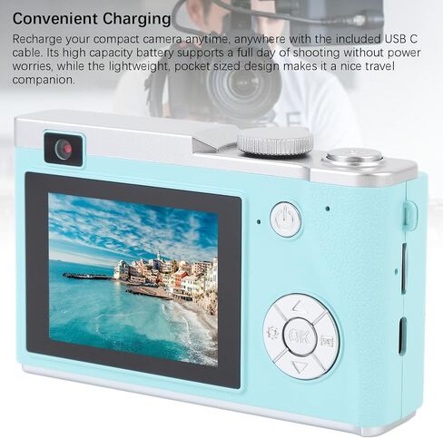4K Digital Camera, 16X Zoom Video Camera Camcorder 64MP 2.4 Inch Screen Digital Camera Recorder Vlogging Camera Built in Mic, Handycam Camcorder for Teens Beginners Travel in Saudi Arabia