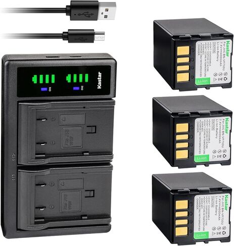 Kastar LTD2 Dual USB Battery Charger Compatible with JVC GR-D290UA GR-D290UB GR-D290US GR-D293 GR-D293AG GR-D295 GR-D295US GR-D320 GR-D320AA GR-D320AC GR-D320E GR-D320EG GR-D320EK GR-D320EX in Kuwait