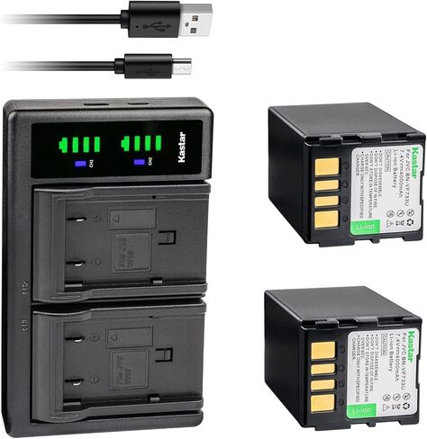Kastar LTD2 Dual USB Battery Charger Compatible with JVC GR-D290UA GR-D290UB GR-D290US GR-D293 GR-D293AG GR-D295 GR-D295US GR-D320 GR-D320AA GR-D320AC GR-D320E GR-D320EG GR-D320EK GR-D320EX in Kuwait