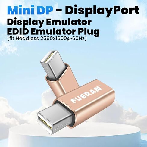 FUERAN Mini DP - DisplayPort Display Emulator EDID Emulator Plug (fit Headless 2560x1600@60Hz) in Kuwait