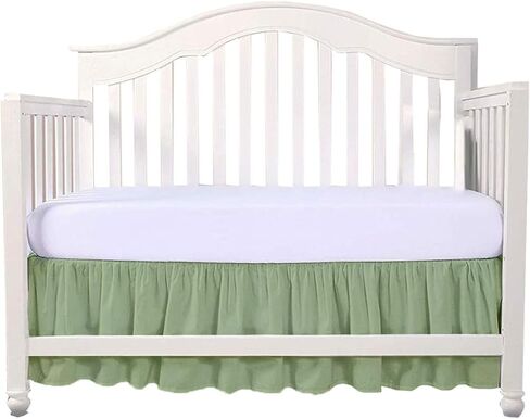 Crib Bed Skirt 28" x 52" with 14" Drop – Split Corners Dust Ruffle, Microfiber - Breathable, Durable, Elastic Adjustable Fit, Soft Nursery Bedding for Baby Boys & Girls, White Solid in Saudi Arabia