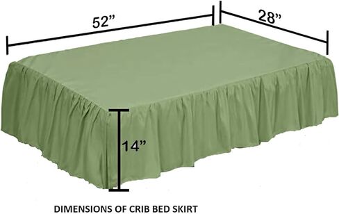 Crib Bed Skirt 28" x 52" with 14" Drop – Split Corners Dust Ruffle, Microfiber - Breathable, Durable, Elastic Adjustable Fit, Soft Nursery Bedding for Baby Boys & Girls, White Solid in Saudi Arabia