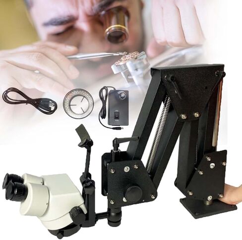 Micro Inlaid Mirror 7x-45x Magnification,Jewelry Microscope,Micro Inlaid Mirror Wf10x Eyepieces,Micro-Setting Microscope Spring Bracket (77mm) in Saudi Arabia