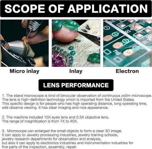 Micro Inlaid Mirror 7x-45x Magnification,Jewelry Microscope,Micro Inlaid Mirror Wf10x Eyepieces,Micro-Setting Microscope Spring Bracket (77mm) in Saudi Arabia
