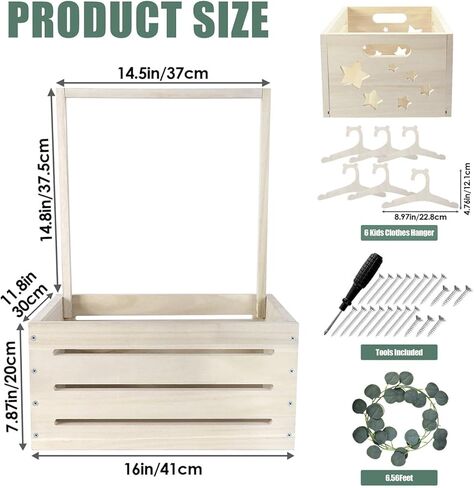 Galigali Wooden Baby Shower Box Closet ، سلة هدايا حديثي الولادة مع مقبض وألوان شماعات الأطفال ، صندوق تخزين للكشف عن الجنس ، هدية شخصية مخصصة للآباء الجدد الحامل رقم in Kuwait