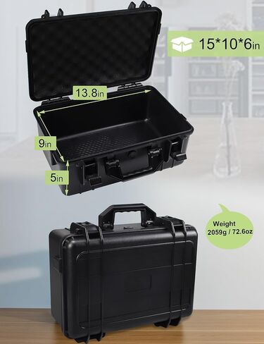 Camera Hard Case with Foam Protective Case Hard Shell Cases for Electronics Camera Large Travel Equipment Cases Waterproof Storage Box, 15" L x 10" W x 6" H in Saudi Arabia