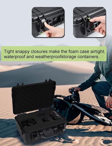 Camera Hard Case with Foam Protective Case Hard Shell Cases for Electronics Camera Large Travel Equipment Cases Waterproof Storage Box, 15" L x 10" W x 6" H in Saudi Arabia