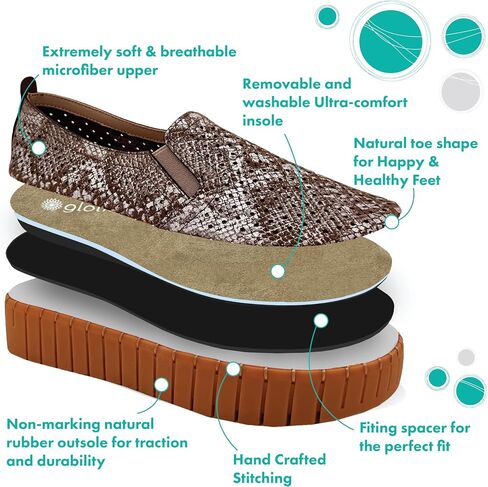 Glolily Elle Platform Perf Women's Comfort Sneakers - Orthotic Lightweight & Flexible Walking Shoes with Arch Support, Comfortable Casual Fashion Shoes for Women in Kuwait