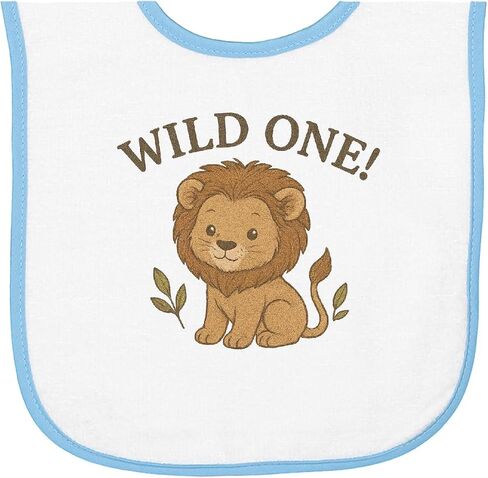inktastic Wild 1 Lion Cute Kids Animal Baby Terry Cloth Bib in Kuwait