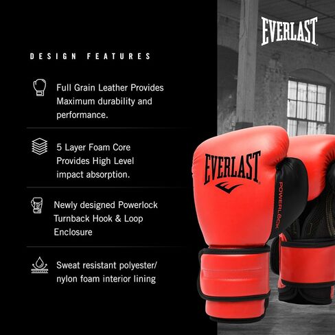 Everlast PowerLock2 Training Glove 16Oz Red/Black in Saudi Arabia