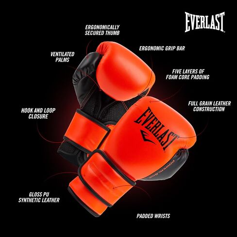 Everlast PowerLock2 Training Glove 16Oz Red/Black in Saudi Arabia