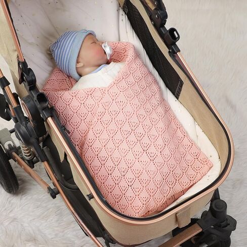 Cotton Cellular Baby Blanket Knitted Swaddle Crib Nursery Receiving Blankets for Newborn Boy Girl 40 x 30 Inch Pink in Kuwait